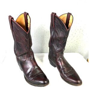 Lucchese 2000 Boots Mens 8.5 EE Black Cherry Leather Cowboy Western Roper